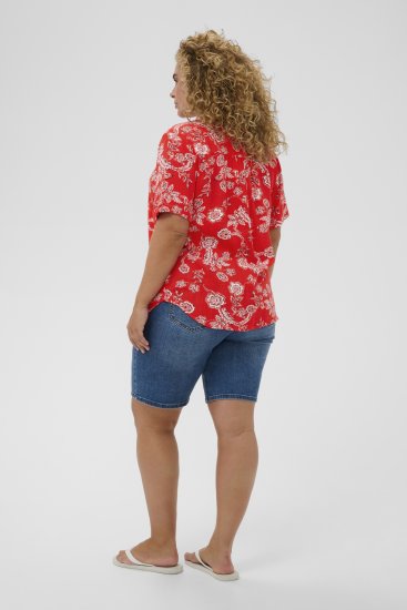 Kaffe Curve Ami Short Sleeve Blouse Printed Poppy Red - Blouses et tuniques - 