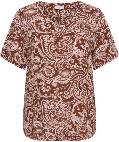 Kaffe Curve Ami Short Sleeve Blouse Printed Henna Brown - Blouses et tuniques - 