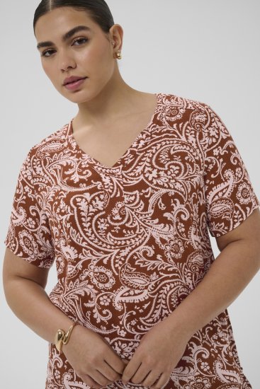 Kaffe Curve Ami Short Sleeve Blouse Printed Henna Brown - Blouses et tuniques - 
