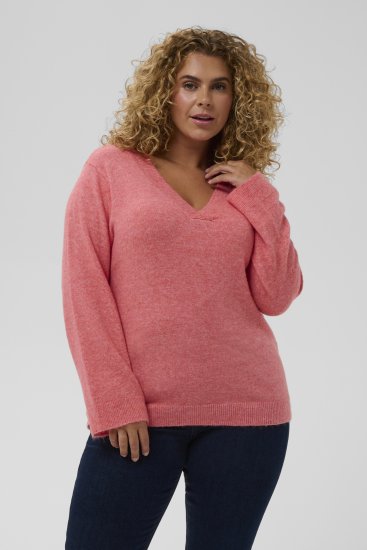 Kaffe Curve Jilanda V-Neck Pullover Red - Pulls et mailles - 
