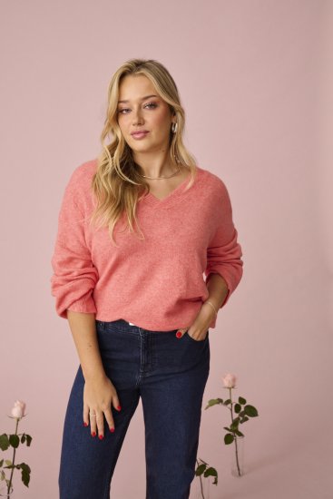 Kaffe Curve Jilanda V-Neck Pullover Red - Pulls et mailles - 