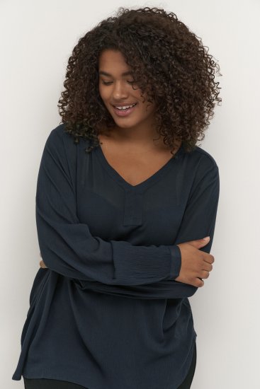 Kaffe Curve Ami Manches longues Blouse Bleu marine minuit - T-shirts - 
