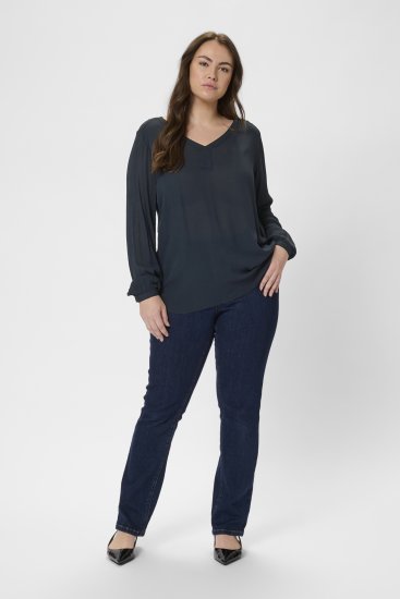Kaffe Curve Ami Manches longues Blouse Bleu marine minuit - T-shirts - 