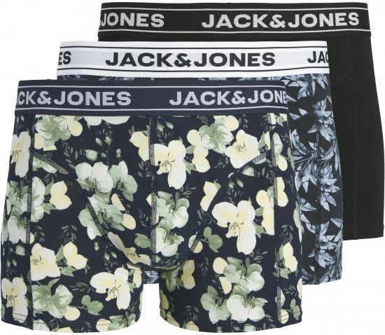 Jack & Jones Acray Flower Boxers 3-Pack Black/Navy - Sous-vêtements & bain - Sous-vêtements Grande Taille