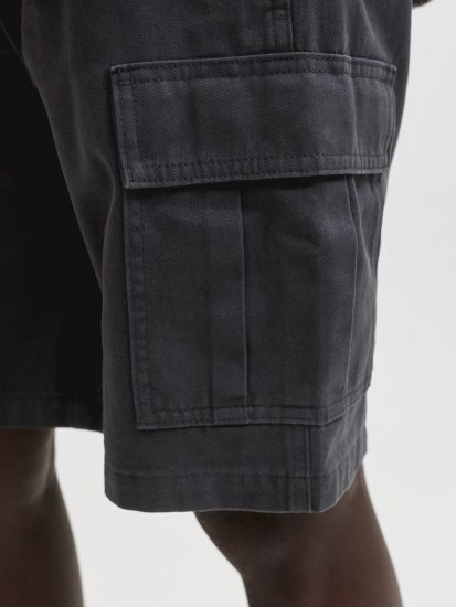 Jack & Jones Cole Hudson Belted Cargo Shorts Black - Shorts - Shorts hommes grande taille