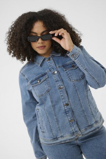 Kaffe Curve Vilana Denim Jacket Washed Blue - Vestes en jean - 