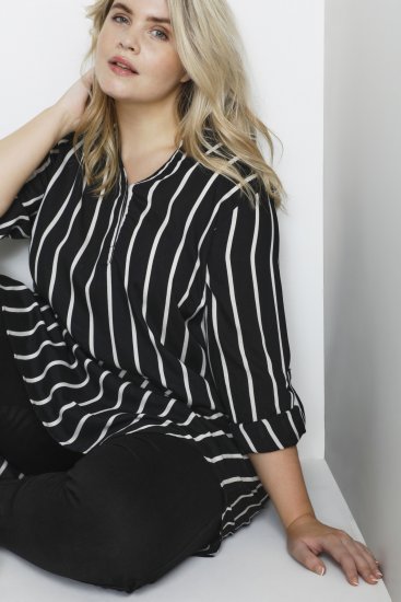 Kaffe Curve Milana Shirt Robe Noir / Chalk rayure - Robes - 