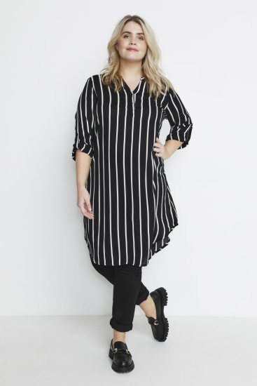 Kaffe Curve Milana Shirt Robe Noir / Chalk rayure - Robes - 