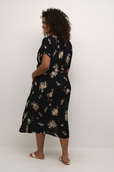 Kaffe Curve Jenna Robe Noir/Brown Flower imprimé - Robes - 