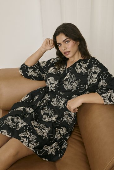 Kaffe Curve Kimmie Dress Black Chalk Embroidery - Robes midi - 
