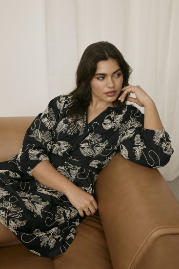 Kaffe Curve Kimmie Dress Black Chalk Embroidery - Robes midi - 