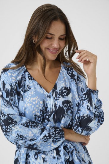 Kaffe Curve Aliana Dress Blue Flower Animal - Robes midi - 