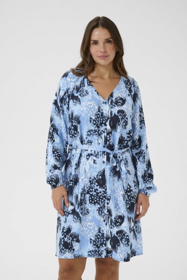 Kaffe Curve Aliana Dress Blue Flower Animal - Robes midi - 
