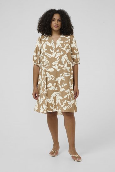 Kaffe Curve Marla Dress Oak Chalk Leaf - Robes midi - 