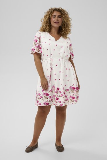 Kaffe Curve Rosa Mini Dress White Rose Border Flower - Robes mini - 