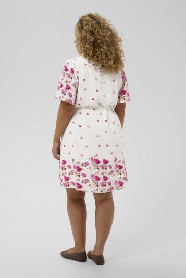 Kaffe Curve Rosa Mini Dress White Rose Border Flower - Robes mini - 