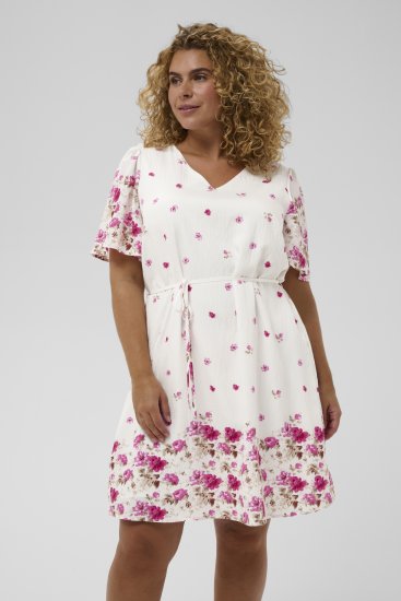Kaffe Curve Rosa Mini Dress White Rose Border Flower - Robes mini - 