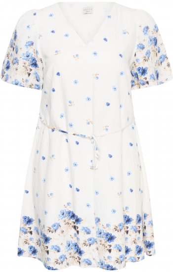 Kaffe Curve Rosa Mini Dress Blue Tones Border Flower - Robes d'été - 