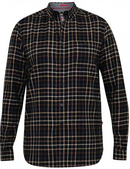 D555 Destin Checked Long Sleeve Shirt Black/Tan Check - Chemises à manches longues - 