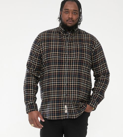 D555 Destin Checked Long Sleeve Shirt Black/Tan Check - Chemises à manches longues - 
