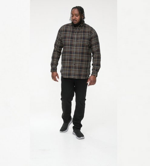 D555 Destin Checked Long Sleeve Shirt Black/Tan Check - Chemises à manches longues - 