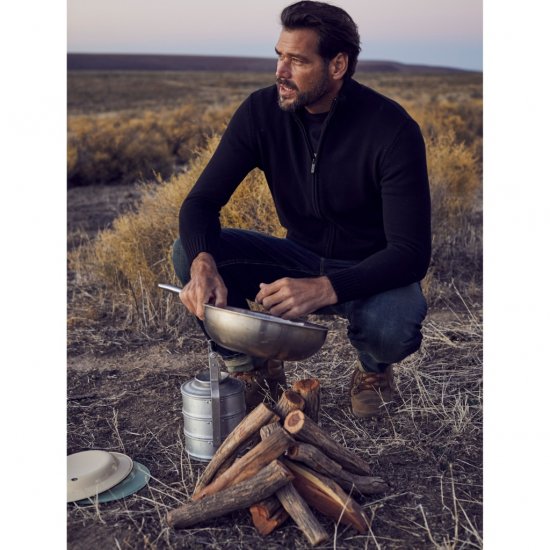 JP1880 Cardigan Knitted with Zipper Black TALL - VÊTEMENTS HOMME MT-6XLT - Vêtements Tall Homme