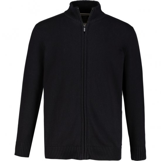 JP1880 Cardigan Knitted with Zipper Black TALL - VÊTEMENTS HOMME MT-6XLT - Vêtements Tall Homme