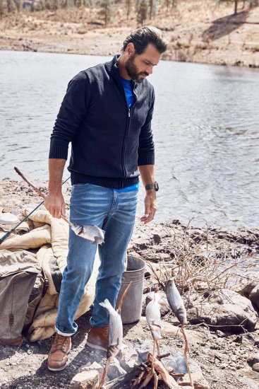 JP1880 Cardigan Knitted with Zipper Navy - Sweatshirts & hoodies - Sweatshirts/Hoodies grande taille homme