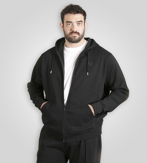 Duke Kenilworth Pin Tuck Sleeves Zip Through Hoodie Dark Navy - Sweatshirts & hoodies - Sweatshirts/Hoodies grande taille homme