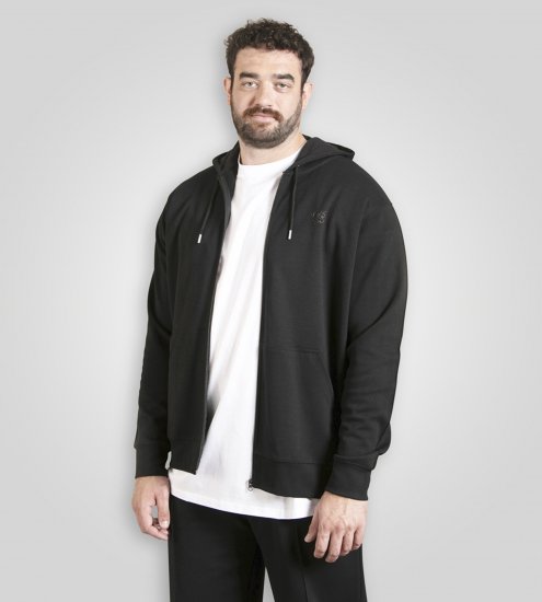 Duke Kenilworth Pin Tuck Sleeves Zip Through Hoodie Dark Navy - Sweatshirts & hoodies - Sweatshirts/Hoodies grande taille homme