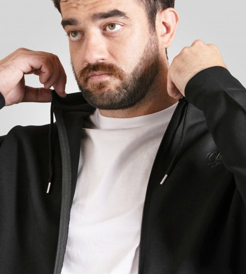 Duke Kenilworth Pin Tuck Sleeves Zip Through Hoodie Dark Navy - Sweatshirts & hoodies - Sweatshirts/Hoodies grande taille homme