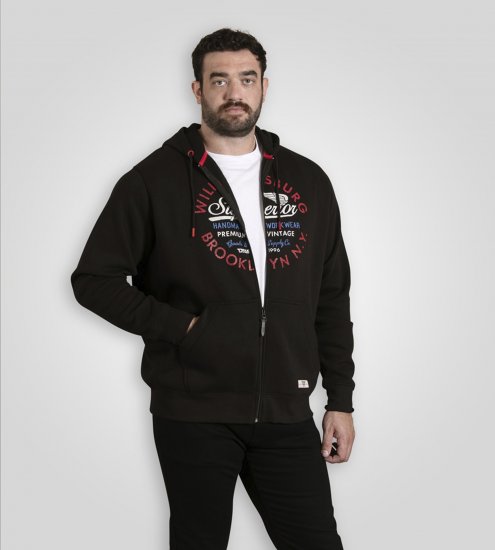 Duke Southampton Brooklyn Chest Print Full Zip Hoodie Black - Sweatshirts & hoodies - Sweatshirts/Hoodies grande taille homme