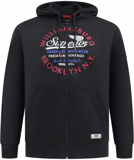 Duke Southampton Brooklyn Chest Print Full Zip Hoodie Black - Sweatshirts & hoodies - Sweatshirts/Hoodies grande taille homme