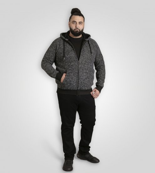 Duke Fareham Bonded Sherpa Lining Knitted Hoodie Grey - Sweatshirts & hoodies - Sweatshirts/Hoodies grande taille homme