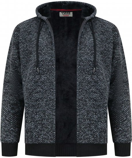 Duke Fareham Bonded Sherpa Lining Knitted Hoodie Grey - Sweatshirts & hoodies - Sweatshirts/Hoodies grande taille homme
