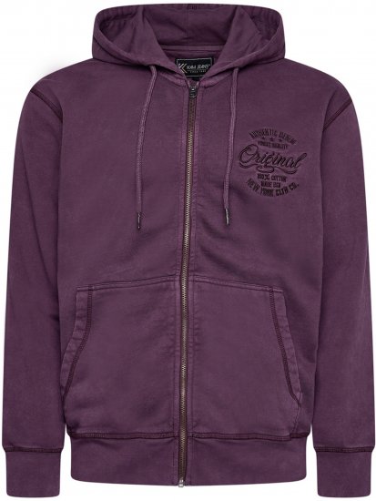 Kam Jeans 7082 Garment DYE with Zipper Hoodie Purple - Sweatshirts & hoodies - Sweatshirts/Hoodies grande taille homme