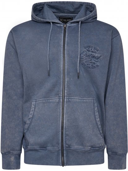 Kam Jeans 7082 Garment DYE with Zipper Hoodie Vintage Indigo - Sweatshirts & hoodies - Sweatshirts/Hoodies grande taille homme