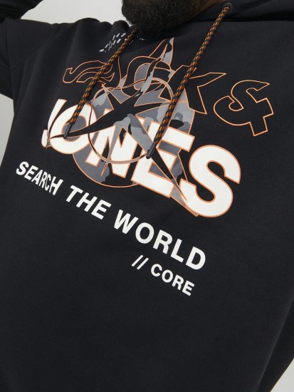 Jack & Jones Hunt Hoodie Black - Sweatshirts & hoodies - Sweatshirts/Hoodies grande taille homme