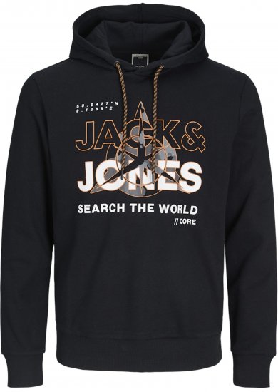 Jack & Jones Hunt Hoodie Black - Sweatshirts & hoodies - Sweatshirts/Hoodies grande taille homme