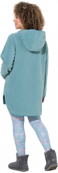 Ulla Popken Teddy Fleece Hooded Zip Neck Sweatshirt Ice Green - Sweatshirts & hoodies - 