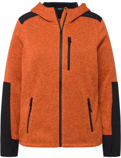 Ulla Popken Contrast Inserts Sweater Knit Hoodie Bright Orange Yellow - Sweatshirts & hoodies - 