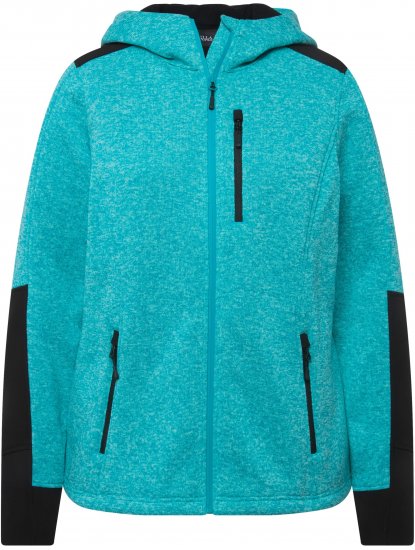 Ulla Popken Contrast Inserts Sweater Knit Hoodie Aquamarine - Sweatshirts & hoodies - 
