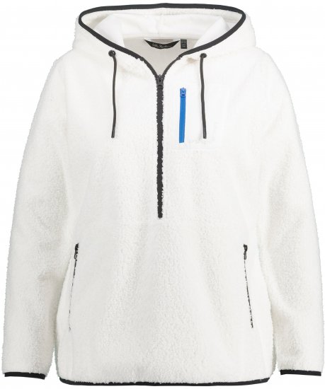 Ulla Popken Teddy Fleece Partial Zip Hoodie Snow White - Sweatshirts & hoodies - 