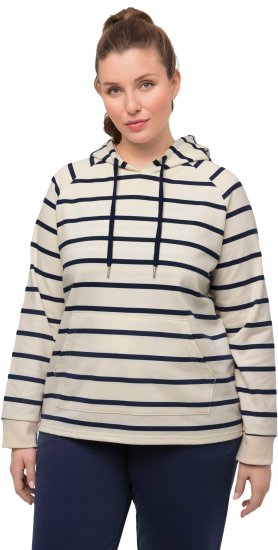 Ulla Popken Stripe Print Loungewear Hoodie Chalk - Sweatshirts & hoodies - 