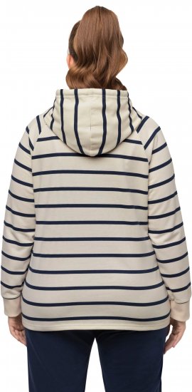 Ulla Popken Stripe Print Loungewear Hoodie Chalk - Sweatshirts & hoodies - 