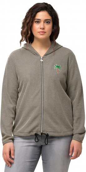 Ulla Popken Drawstring Hem Zip-Up Hoodie Grey - Sweatshirts & hoodies - 