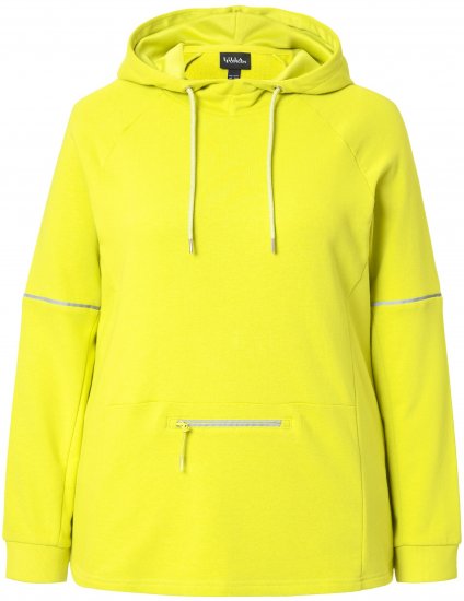 Ulla Popken Zippered Pocket and Reflective Piping Hoodie Green Apple - Sweatshirts & hoodies - 