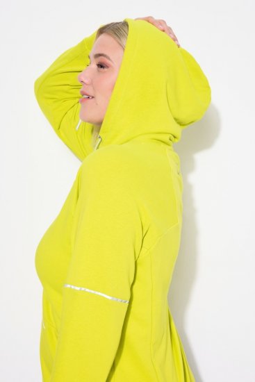 Ulla Popken Zippered Pocket and Reflective Piping Hoodie Green Apple - Sweatshirts & hoodies - Sweats, Hoodies & Maille Douillets