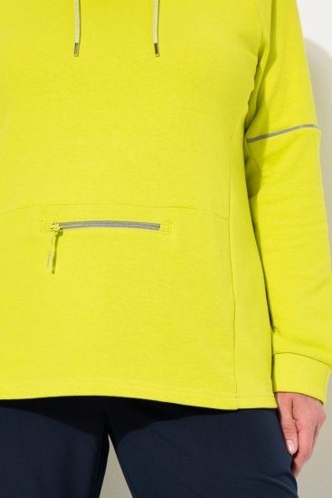Ulla Popken Zippered Pocket and Reflective Piping Hoodie Green Apple - Sweatshirts & hoodies - Sweats, Hoodies & Maille Douillets