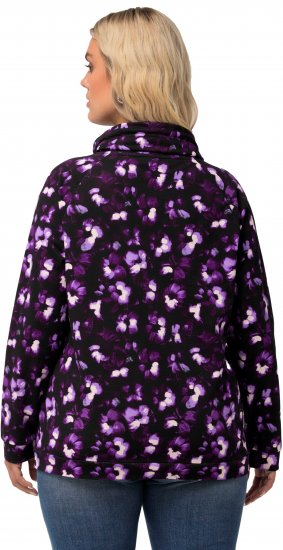Ulla Popken Floral Print Drawstring Collar Hoodie Black - Sweatshirts & hoodies - 